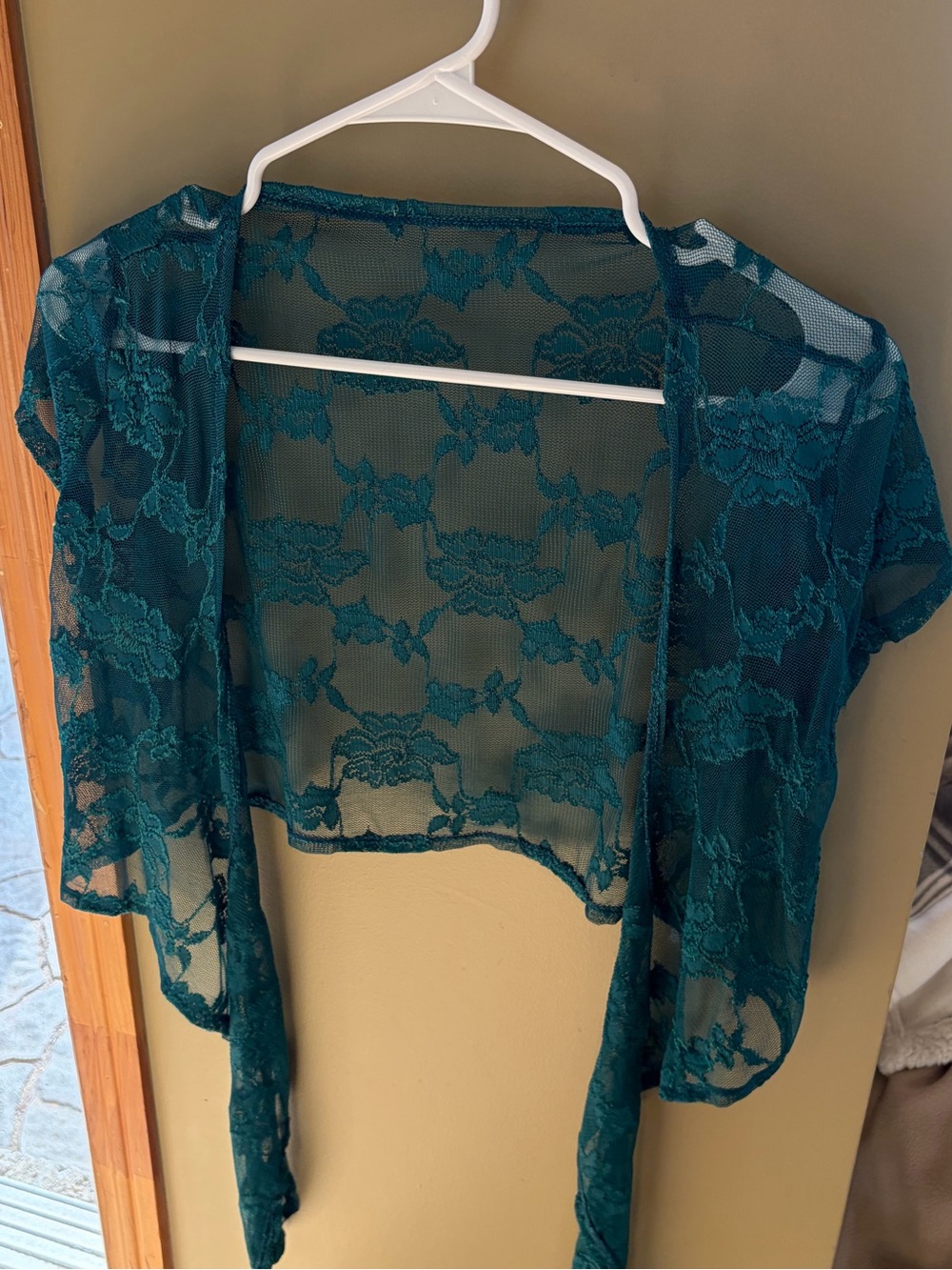 Teal Lace Sheer Shrug Cover-Up